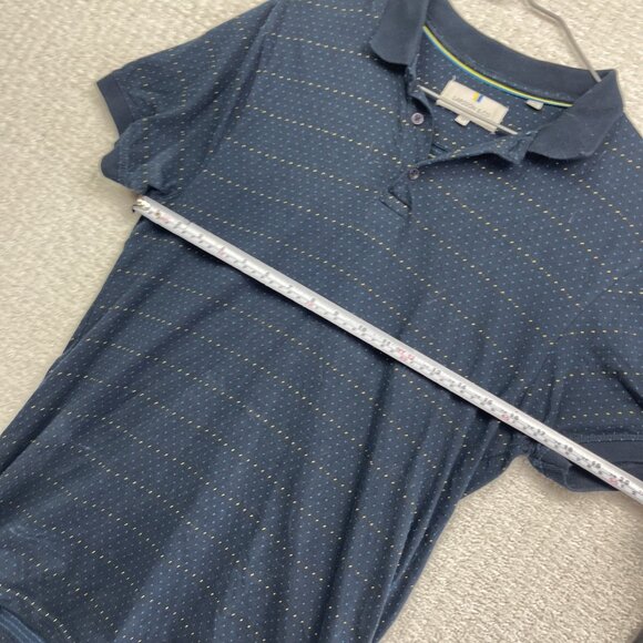 Larsson & Co Stockholm Men’s Polo Shirt Size M Blue / Yellow Polka Dot Collared - Picture 8 of 16